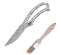 Westmark Set of 2 Poultry Shears with Inner Spring + 1 Roasting/Pastry Brush, Stainless Steel, Wood, Modern, Silver/Light Brown, 137322E6