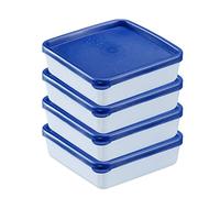 Westmark Set Of 4 Food/Freezer Containers, With Lid, Capacity: 0.25 L Each, Stackable, Plastic, Trio, Colour: Transparent/Blue, 25042270