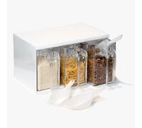 Westmark Storage Bin Set, 4 Items, 1 Bin Holder with 3 Storage Bins and 3 Scoops, Bin Volume: 1 L Each, Scoop Volume: 55 ml Each, Plastic, Transparent/White, 73052260