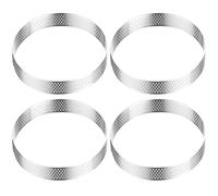 Westmark Tartelette Frames, 4 Pcs - Perfect Tart and Quiche Moulds - Even Baking Results Thanks to Perforation - Silver, 4 x Ø 10 Cm