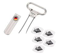 Westmark Wine Set, 6 Items, 1 Ah-So Uncorker/Corker with Bottle Opener, Monopol Edition + 5 Safety Wine Pourers, Steel/Die-Cast Zinc/Pet, Satin-Finish/Silver/Black, 628533E7