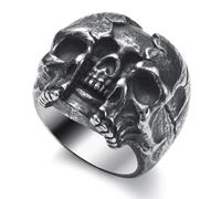 WESTMIAJW Gothic Mens Skull Ring Stainless Steel Punk Goth Demon Skull Rings Jewellery for Men Size T1/2