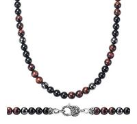 WESTMIAJW Mens Hematite Red Tiger Eye Onyx Beads Beaded Necklace Chain Natural Gemstones Jewellery 50cm