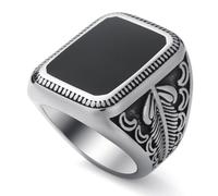 WESTMIAJW Mens Signet Ring Plain Stainless Steel Silver Gothic Punk Biker Statement Ring Jewellery Size S