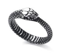 WESTMIAJW Mens Silver Snake Ring,Stainless Steel Gothic Punk Goth Halloween Snake Animal Rings Jewellery for Men Size Y