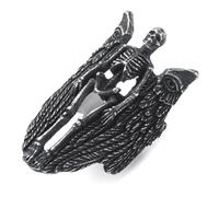WESTMIAJW Mens Skull Ring Stainless Steel Gothic Punk Angel Skull Rings Jewellery for Men Size V1/2
