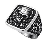 WESTMIAJW Mens Skull Ring Stainless Steel Gothic Punk Goth Octopus Skull Rings Jewellery for Men Size V1/2