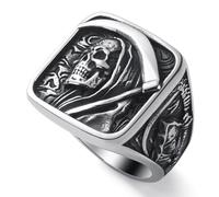 WESTMIAJW Mens Skull Ring Stainless Steel Gothic Punk Goth Reaper Octopus Pirate Skull Rings Jewellery for Men Size Q,S,T1/2,V1/2,Y,Z+1