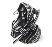 WESTMIAJW Mens Skull Ring Stainless Steel Gothic Punk Grim Reaper Skull Rings Jewellery for Men Size Y
