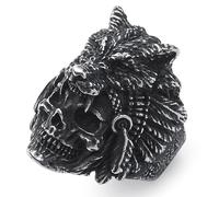 WESTMIAJW Mens Skull Ring Stainless Steel Gothic Punk Wolf Skull Rings Jewellery for Men Size V1/2
