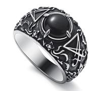 WESTMIAJW Satanic Ring Jewelry Stainless Steel Sigil of Lucifer Satan Signet Rings for Men Size Y