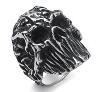 WESTMIAJW Skull Ring Stainless Steel Mens Gothic Punk Goth Biker Halloween Skull Rings Jewellery Size S