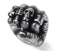 WESTMIAJW Skull Ring Stainless Steel Mens Gothic Punk Goth Biker Skull Fist Rings Jewellery Size V1/2