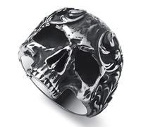 WESTMIAJW Skull Rings for Men Stainless Steel Gothic Punk Skeleton Skull Ring Jewellery Size T1/2