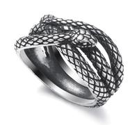 WESTMIAJW Snake Ring Men,Stainless Steel Gothic Punk Goth Halloween Snake Animal Rings Jewellery for Men Size Q
