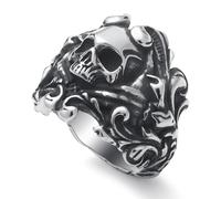 WESTMIAJW Stainless Steel Gothic Skull Ring Mens Silver Rings for Men Vintage Punk Goth Biker Rings Men Jewellery Size S
