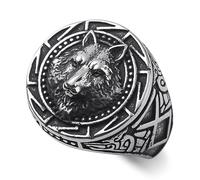 WESTMIAJW Viking Ring Men Norse Viking Wolf Rings Jewellery for Men Size T1/2