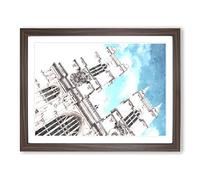Westminster Abbey In London Painting Modern Art Framed Print | A3 Walnut Framed Wall Art | Ready to Hang | Modern Historical Picture | Living Room Bedroom Lounge Office