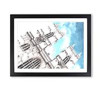 Westminster Abbey In London Painting Modern Art Framed Print | A4 Black Framed Wall Art | Ready to Hang | Modern Historical Picture | Living Room Bedroom Lounge Office