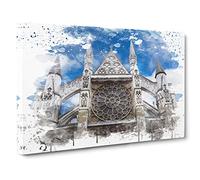 Westminster Abbey London (2) V3 Canvas Print | Gallery Wrapped 30mm Frame Wall Art | 30x20 inches | Ready to Hang | Modern Architecture Picture | Living Room Bedroom Lounge Office
