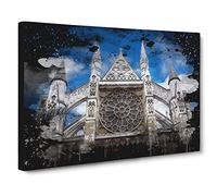 Westminster Abbey London No.2 Modern CB Canvas Print | Gallery Wrapped 30mm Frame Wall Art | 24x16 inches | Ready to Hang | Modern Architecture Picture | Living Room Bedroom Lounge Office