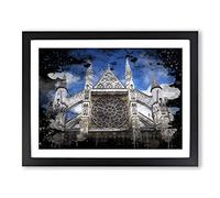 Westminster Abbey London No.2 Modern CB Framed Print | A4 Black Framed Wall Art | Ready to Hang | Modern Nature Picture | Living Room Bedroom Lounge Office