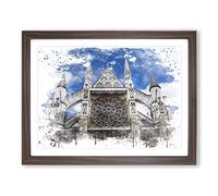 Westminster Abbey London No.2 V3 Modern Framed Wall Art Print, Ready to Hang Picture for Living Room Bedroom Home Office Décor, Walnut A3 (46 x 34 cm)