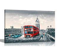 Westminster Bridge London Canvas Wall Art Prints Home Decoration Cityscape Pictures Room Modern Art Landscape Framed Artwork Large 86 x 61cm (34 x 24 inches) A1