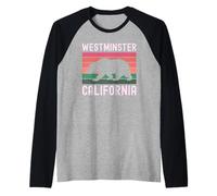 Westminster California Bear Retro Orange County SoCal Beach Raglan Baseball Tee