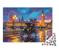 Westminster Palace Jigsaw Puzzles 1000 Pieces Recyclable Material Rainy City Twilight Senior Puzzles Educational Game Decompression Parent Child Game Props 38x26cm/1000pcs