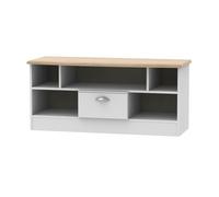 Westminster Ready Assembled 1 Drawer TV & Media Unit in Grey Matt & Riviera Oak - Welcome Furniture | TJ Hughes