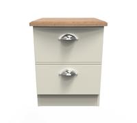 Westminster Ready Assembled 2 Drawer Bedside Cabinet in Cream Ash & Riviera Oak - Welcome Furniture | TJ Hughes