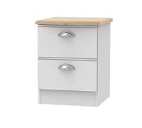 Westminster Ready Assembled 2 Drawer Bedside Cabinet in Grey Matt & Riviera Oak - Welcome Furniture | TJ Hughes