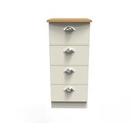 Westminster Ready Assembled 4 Drawer Tallboy in Cream Ash & Riviera Oak - Welcome Furniture | TJ Hughes