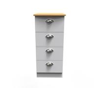 Westminster Ready Assembled 4 Drawer Tallboy in White Ash & Riviera Oak - Welcome Furniture | TJ Hughes