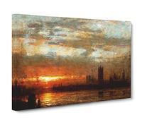 Westminster Sunset By Joseph Mallord William Turner Canvas Print | Gallery Wrapped 30mm Frame Wall Art | 24x16 inches | Ready to Hang | Classic Landscape Picture | Living Room Bedroom Lounge Office