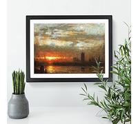 Westminster Sunset By Joseph Mallord William Turner Classic Painting Framed Print | A3 Black Framed Wall Art | Ready to Hang | Classic Landscape Picture | Living Room Bedroom Lounge Office
