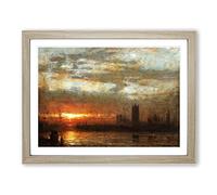Westminster Sunset By Joseph Mallord William Turner Classic Painting Framed Print | A3 Oak Framed Wall Art | Ready to Hang | Classic Landscape Picture | Living Room Bedroom Lounge Office