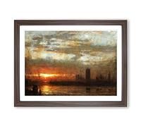 Westminster Sunset By Joseph Mallord William Turner Classic Painting Framed Print | A3 Walnut Framed Wall Art | Ready to Hang | Classic Landscape Picture | Living Room Bedroom Lounge Office