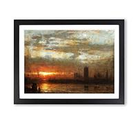 Westminster Sunset By Joseph Mallord William Turner Classic Painting Framed Print | A4 Black Framed Wall Art | Ready to Hang | Classic Landscape Picture | Living Room Bedroom Lounge Office