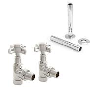 Westminster Traditional Manual Cross-Head Radiator and Towel Rail Valves (Chrome Angled with Pipe Covers)