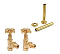 Westminster Traditional Manual Cross-Head Radiator and Towel Rail Valves (Un-Lacquered Brass with Pipe Covers)