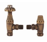 Westminster TRV Traditional Themed Thermostatic Antique Radiator Valve Set Pair (Antique Brass WESTRVAB)