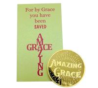 Westmon Works Amazing Grace Token Gift Set Inspirational Golden Metal Trinket and Prayer Card Pack - Christian Faith Collectible, S, Metal, No Gemstone
