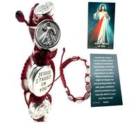 Westmon Works Divine Mercy Bracelet Adjustable Cord and Metal Charm Catholic Fashion with Holy Prayer Card