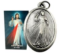 Westmon Works Divine Mercy Medal Set Italian Metal Pendant Medallion with Holy Card