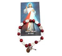 Westmon Works Divine Mercy Rosary Bracelet Metal and Wood Beads with Holy Card Catholic Accessory