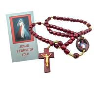 Westmon Works Divine Mercy Rosary Set Deluxe Wooden Bead Prayer Accessory with Made in the USA Jesus I Trust In You Holy Prayer Card