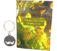 Westmon Works Faith of a Mustard Seed Keychain Deluxe Set Metal Key Ring with Matching Matthew Scripture Verse Resealable Bag
