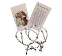 Westmon Works First Communion Bracelet Bulk Pack School Classroom Bundle with Holy Prayer Cards, Set of 12